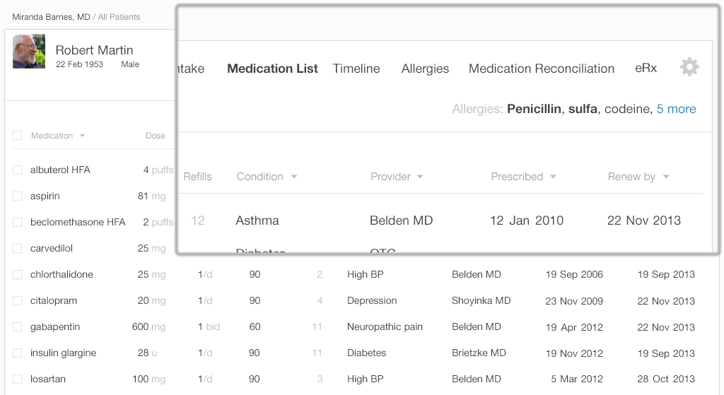 Patient banner shows only medication names.